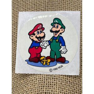 Vintage 1990 Nintendo Mario & Luigi Sticker 2.5" Diameter NOA Round Circle